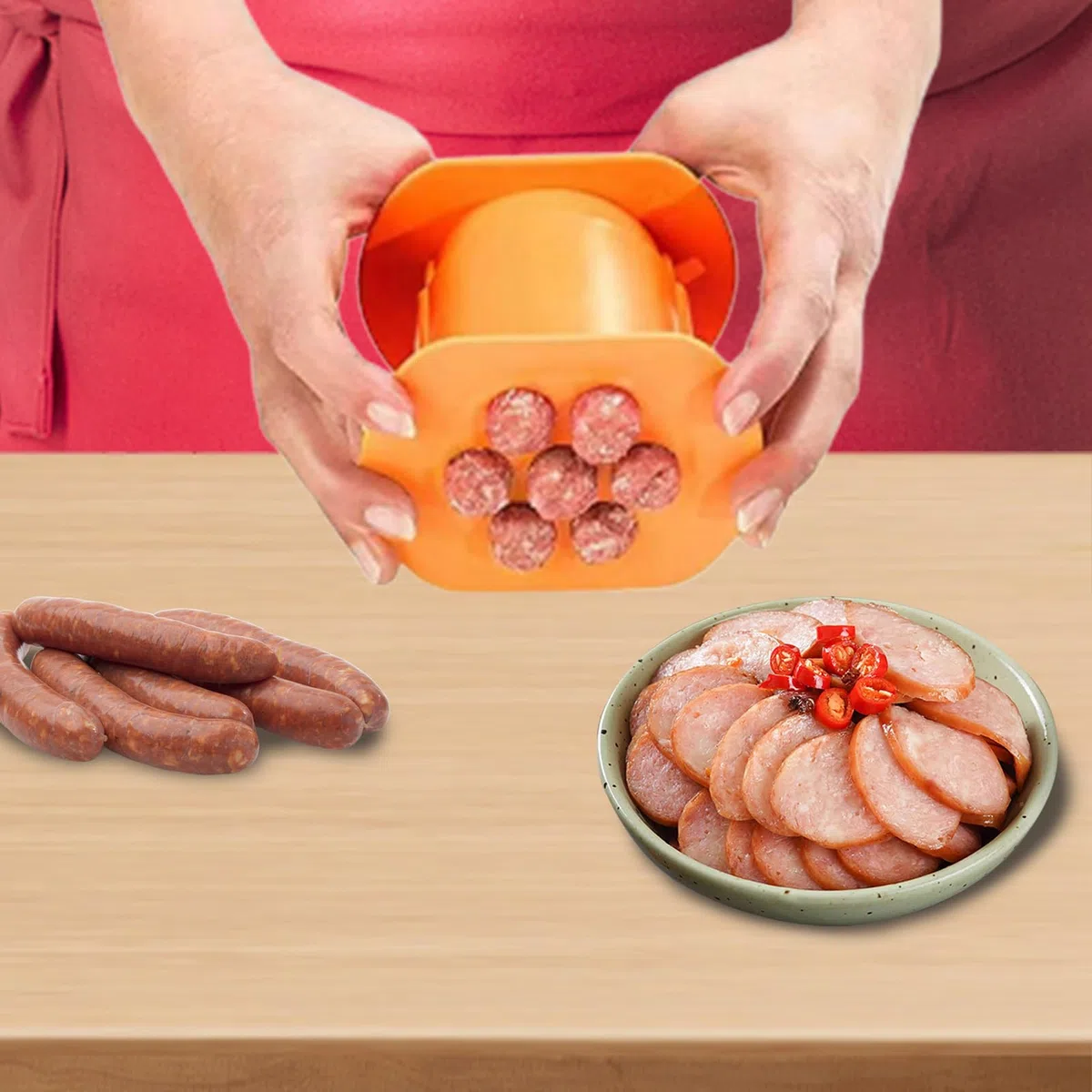 Cevapcici Press Maker - Wiederverwendbarer Fleischpresse 7 Sausages Press | Küchenhelfer und Wurstfüllmatrix | Grillwerkzeug zum Grillen für Cevapi, Hot Dog, Sal