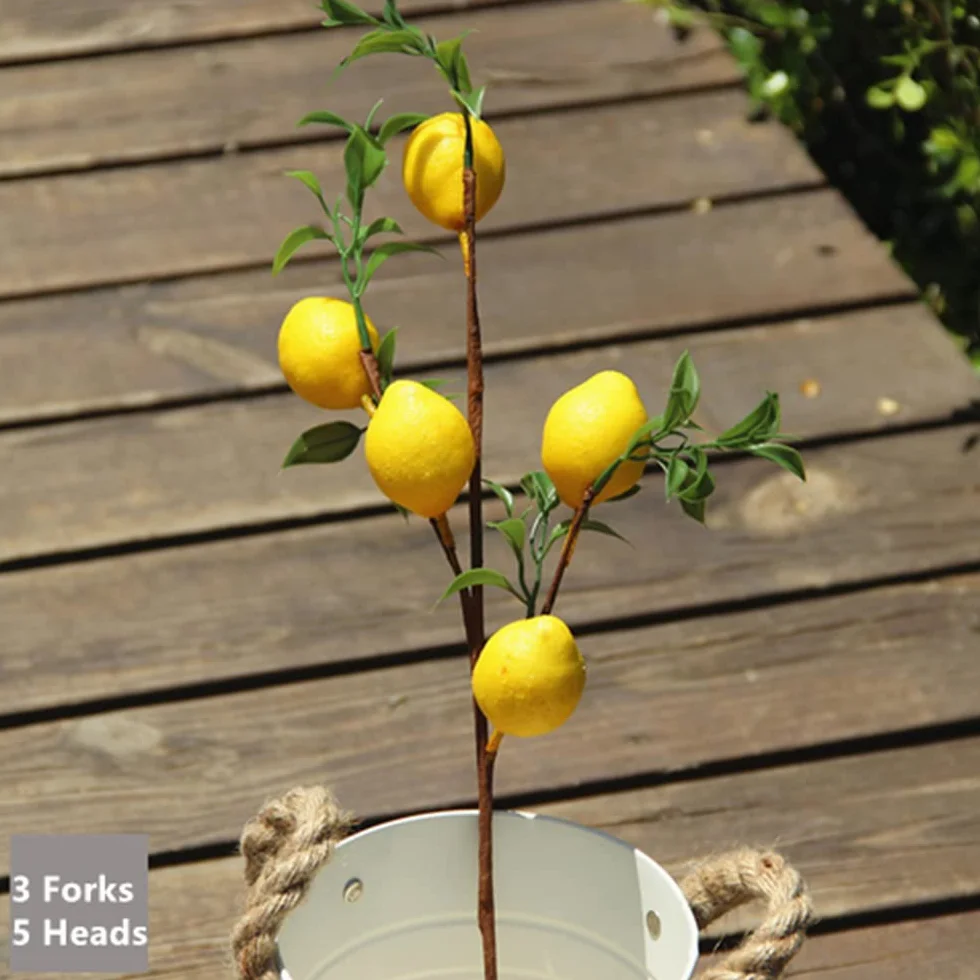 6 Stück 48,3 cm Zitronen-Dekoration, künstliche Zitronenzweige, schöne gelbe Zitronenzweige, Dekoration für Zuhause, Urlaub, Bauernhaus, Tischdekoration und Weihnachtsdekoration zu Hause