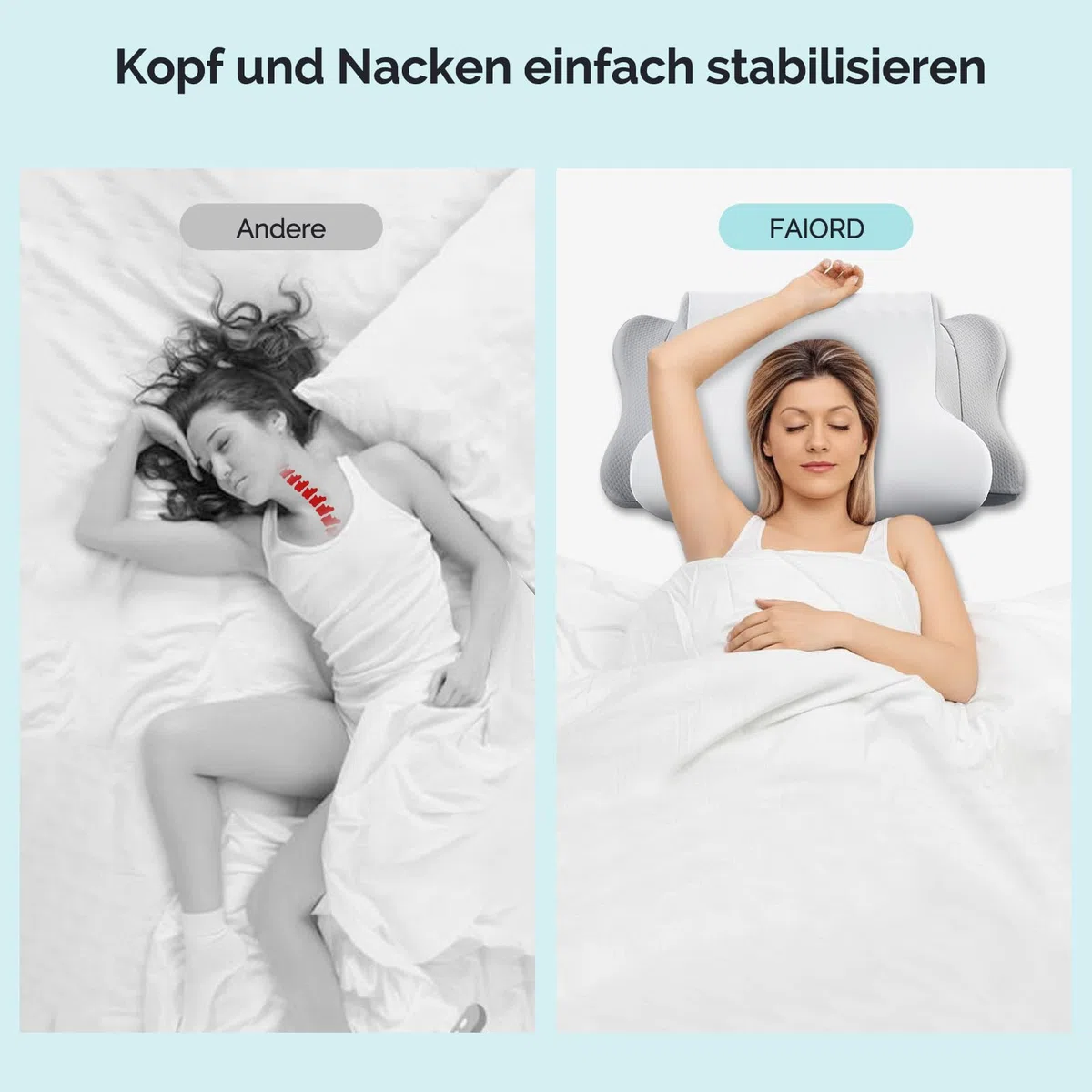 Nackenkissen Bücherkissen Kopfkissen, Memory Foam Kissen Ergonomisches Kopfkissen, Nackenstützkissen für Seitenschläfer, Rücken und Bauchschläfer