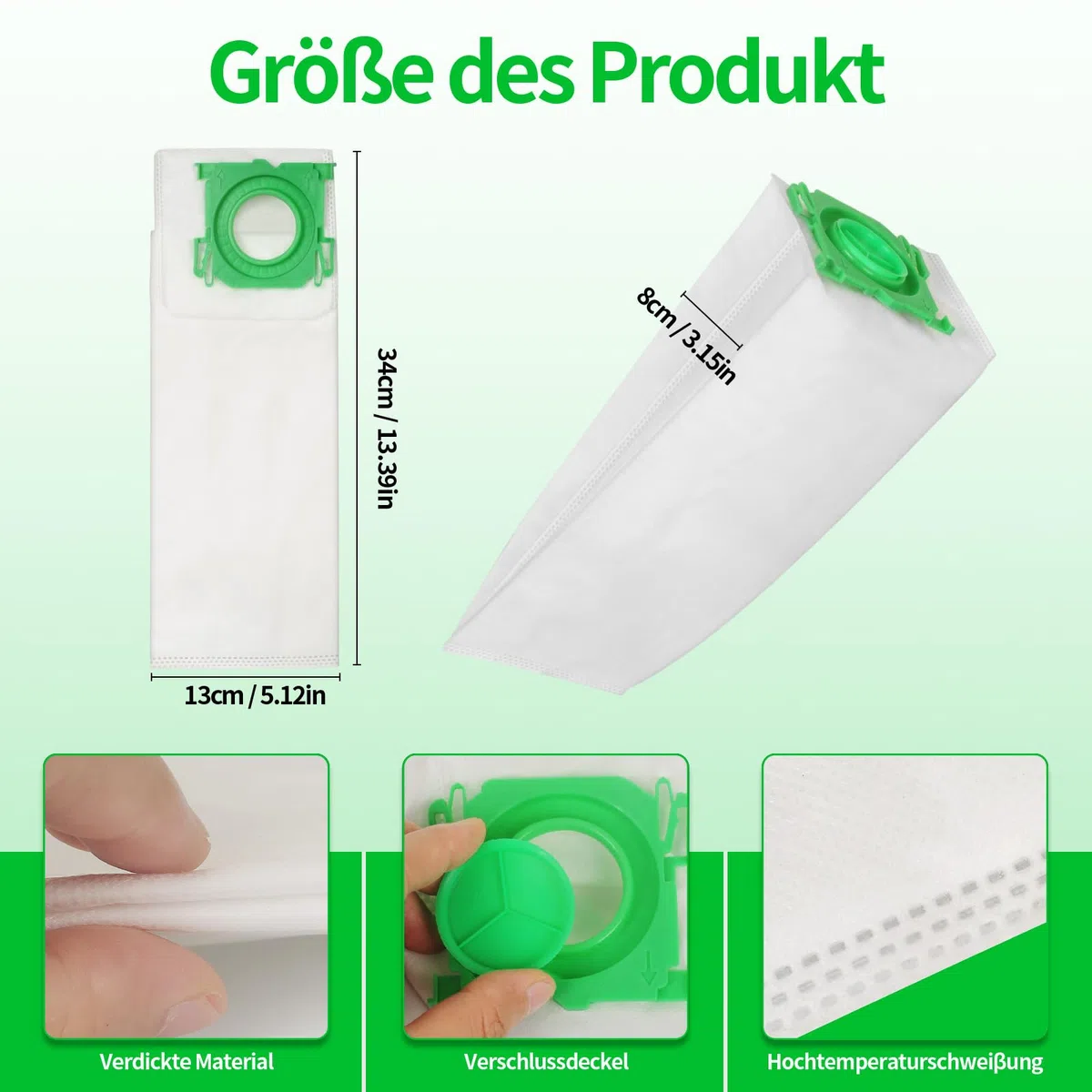 12 Stück Staubsaugerbeutel für SEBO Airbelt K1, K2, K3, 6629-ER, 6695-ER, Premium Filterbeutel Ersatz für SEBO