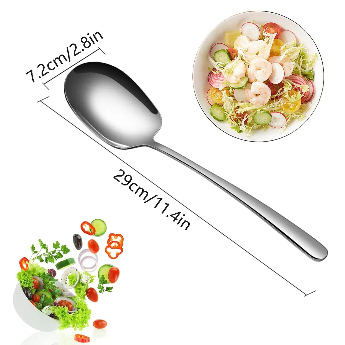 2 Stück Servierlöffel aus Edelstahl Servierlöffel mit Langen Griffen für Großes Bankett HaushaltsküChenbedarf Servierbesteck 29cm