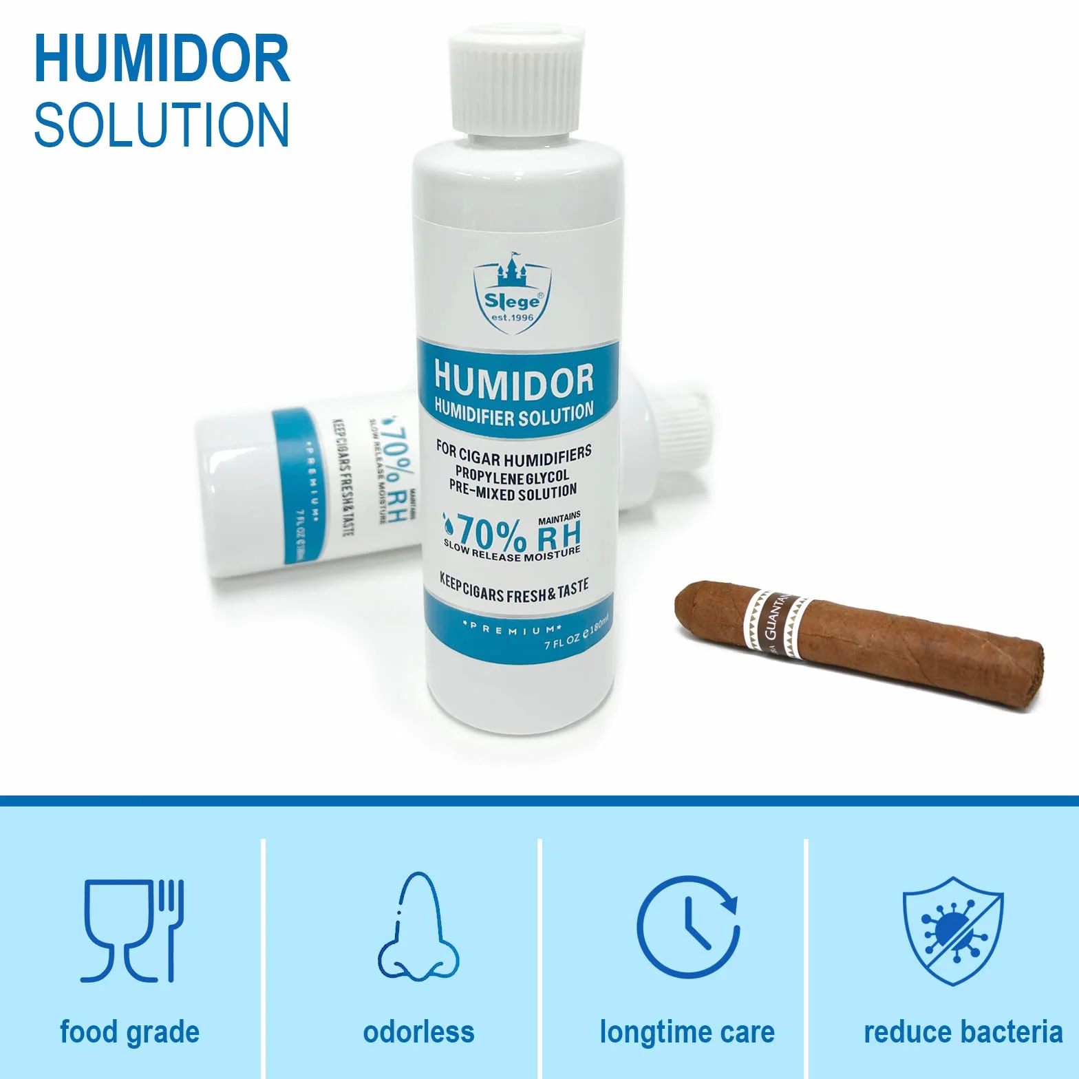 Humidor solution fur ZigarrenBefeuchter, Cigar Humidifier solution,Befeuchter solution fur Zigarren Humidor, Propylene Glycol Pre Mixed Flüssigkeit (7 Fl OZ) x 2 Bott
