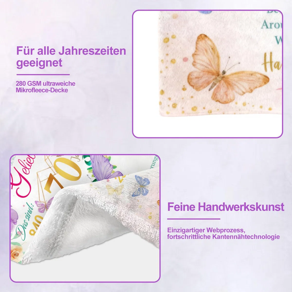 Geschenke zum 70. Geburtstag für Frauen, Flanell-Wohndecke 130 x 150cm, Geschenk für eine 70-jährige Frau, Geschenk für Sie aus dem Jahr 1956, Geburtstagsgeschenke für Damen, Mama, Oma, Ehefrau