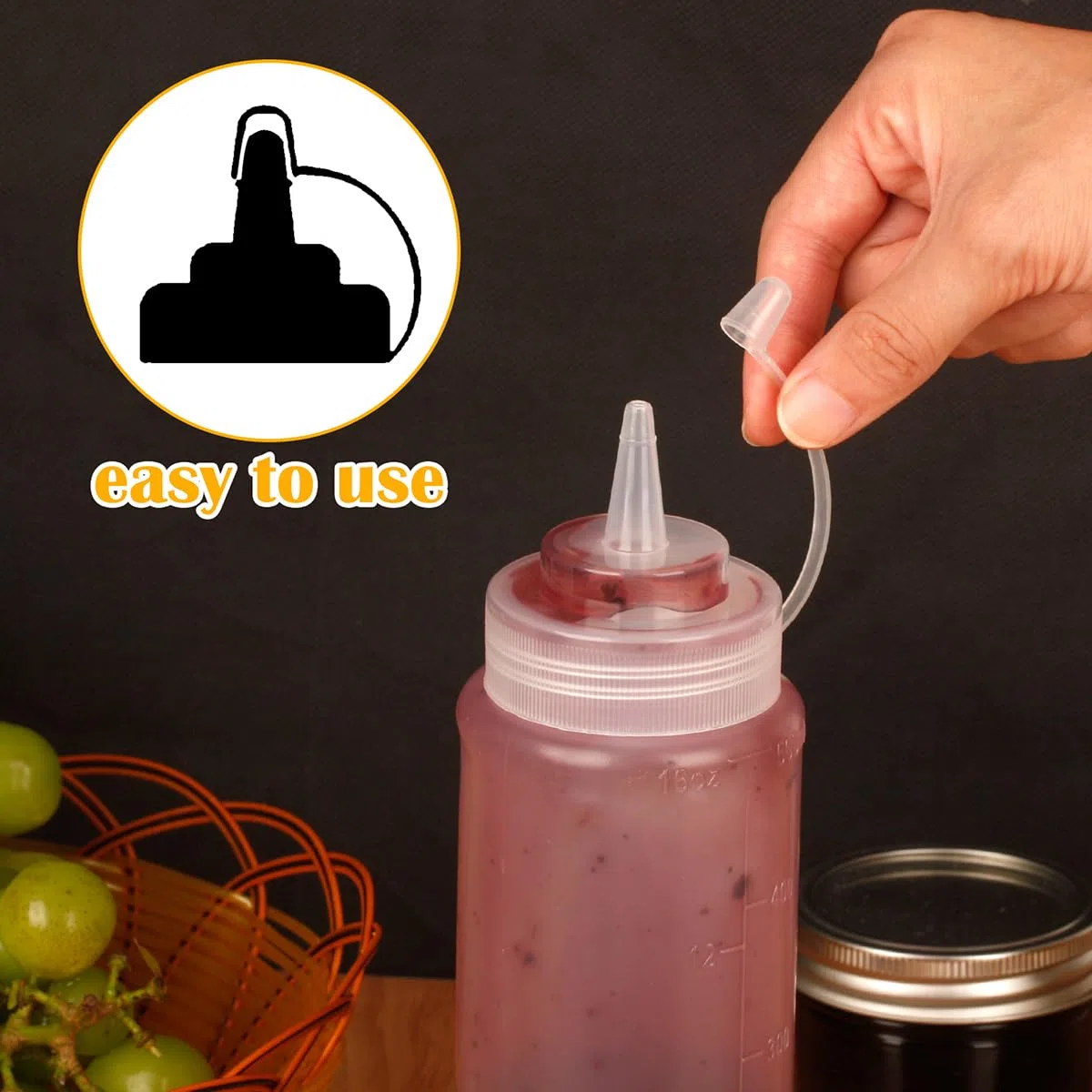 Squeeze Flasche Saucenflasche,6 Stück 500ml(16oz) Plastik Quetschflasche Mit Kappen-BPA Frei,Kein Leck,Dosierflasche,Dressingshaker für ketchup flasche,Saucenspender,Gewürzflasche