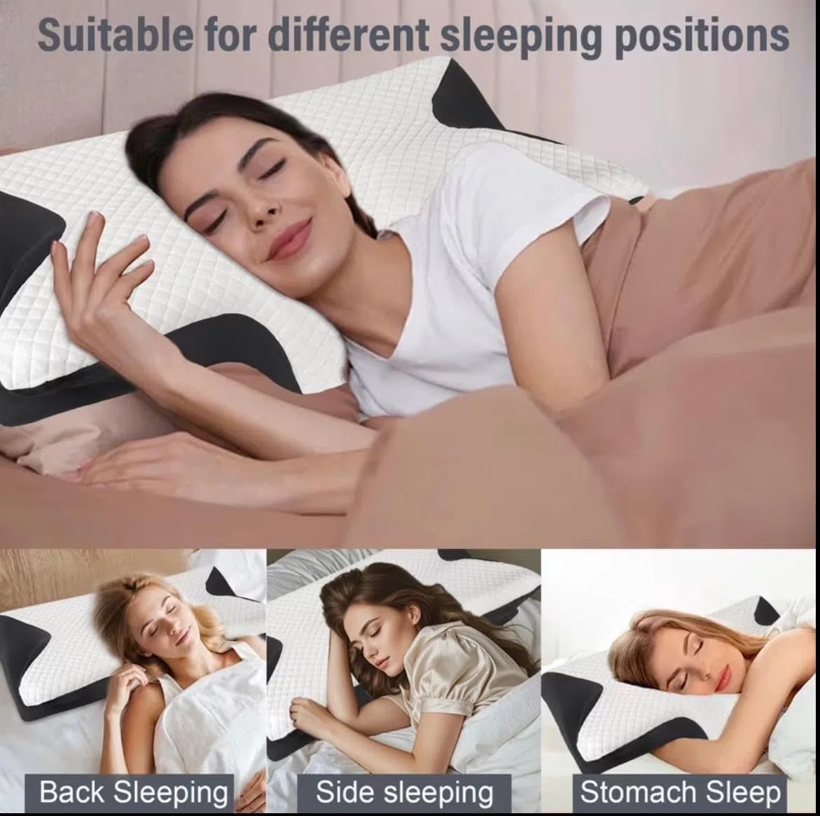 Nackenstützkissen zum Schlafen, ergonomisch geformtes Nackenkissen aus Memory Schaum für Seiten,Rücken und Bauchschläfer,Nackenstützkissen mit waschbarem,atmungsaktivem Bezug (Grau)
