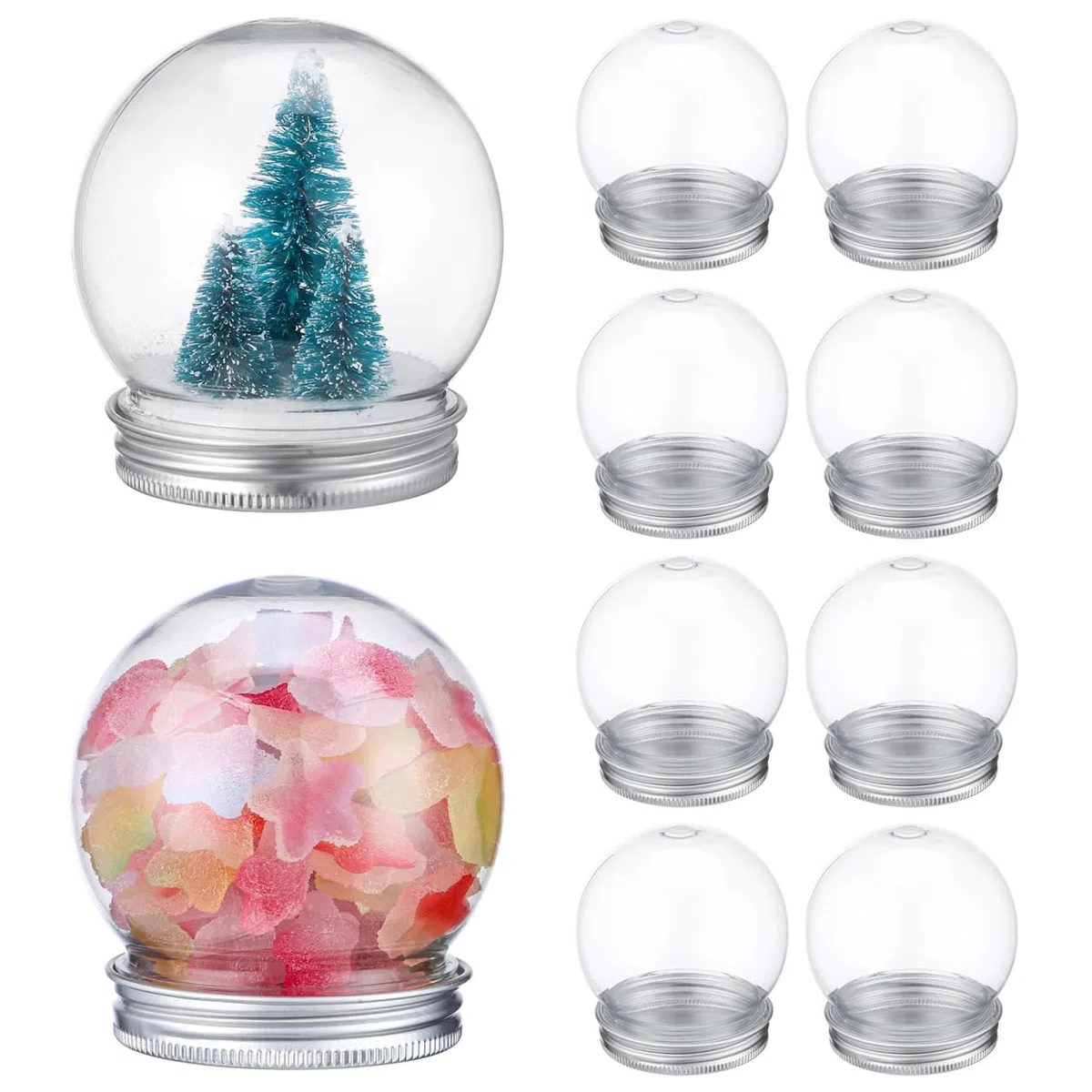 OUNONA 10stüCke Teiliges Leere Schneekugeln Kunststoff Wasserball Candy Flasche Mit Schraubverschluss Weihnachten DIY Bastelmaterial FüR Dekoration Geeignet FüR Verschiedene AnläSse