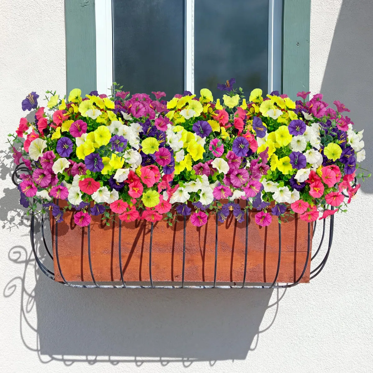 ROLLWAY Kunstblumen wie Echt, 12 Bündel Künstliche Blumen Balkon Kunstblumen & -Pflanzen Outdoor Wetterfest UV-beständig Petunien Balkonpflanzen Künstlich Plastikblumen Seidenblumen für Draußen Garten