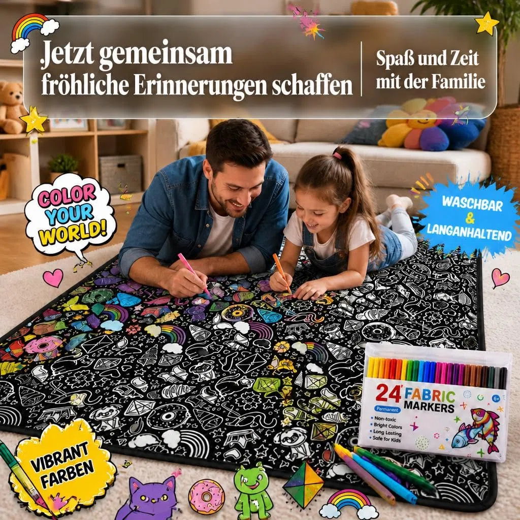 VEELU Kritzel Kuscheldecke zum Ausmalen für Erwachsene, DIY Maldecke zum Bemalen mit Stiften, Wiederverwendbare Coloring Blanket, Decke zum Selbergestalten, Kreative Geschenkidee (Stil 3)