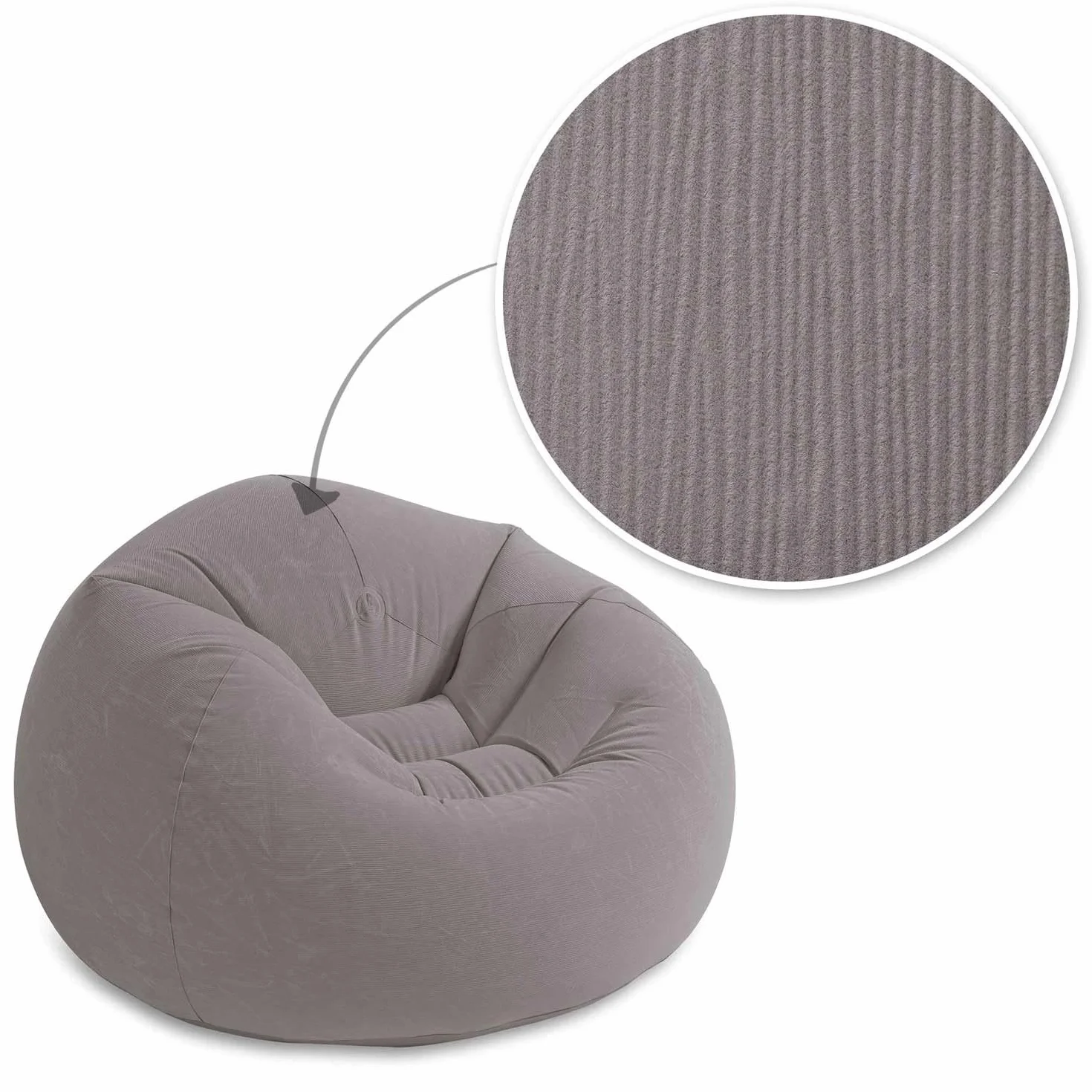 Intex 68579NP – Aufblasbarer Sitzsack, Vinyl, Grau, 114 x 114 x 71 cm