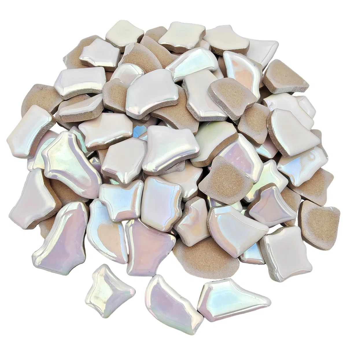 Unregelmäßige Keramik-Mosaikfliesen, 1,7 cm - 3,9 cm, 500 g/1,1 lb, Keramik-Mosaikfliesen zum Basteln, Keramik-Mosaikstücke für Heimdekoration oder Bastelarbeiten, Mosaik-Zubehör (schillerndes