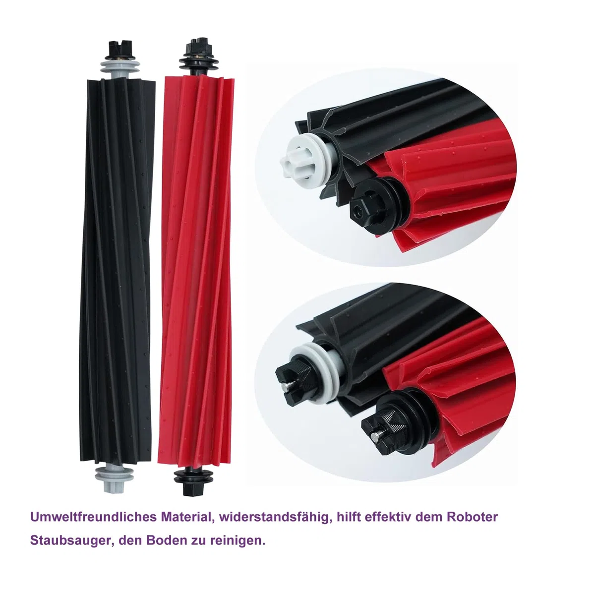 Ersatzteile Zubehör, Trennbare Rubber DuoRoller-Bürste für roborock S8/S8 +/S8 Pro Ultra/Q8 max/Q8 max+/Q5 max Roboter Staubsauger, 2-Satz Gummirollenbürsten.