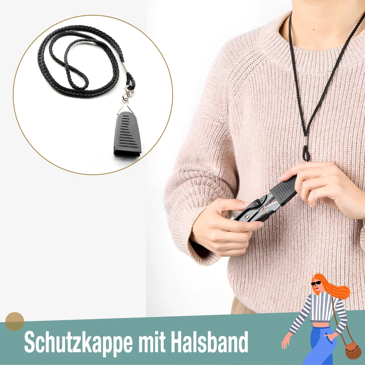 Beaditive Premium Fadenschere - Faden-, Garn-, Stickereischneider zum Nähen, Quilten, Stricken, Schmuckherstellung - Klingen aus Hartstahl mit Schutzkappe und Umhängeband