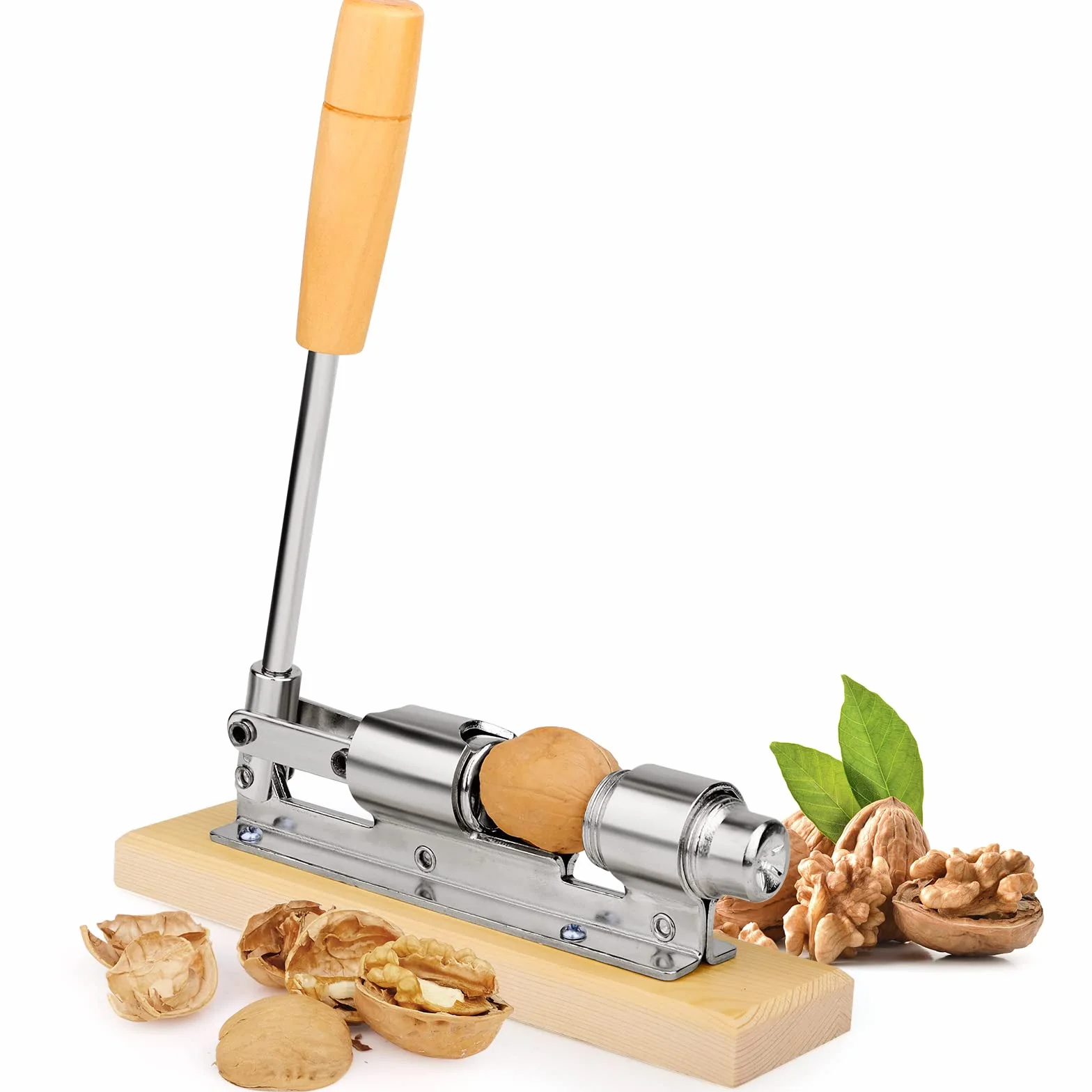 ChromLives Walnussknacker Nussknacker Nußknacker Walnusszange Mit Holzbasis Griff Walnüsse Öffnen Werkzeug für Walnüsse, Kastanien, Pekannüsse, Haselnüsse, Mandeln, Paranüsse