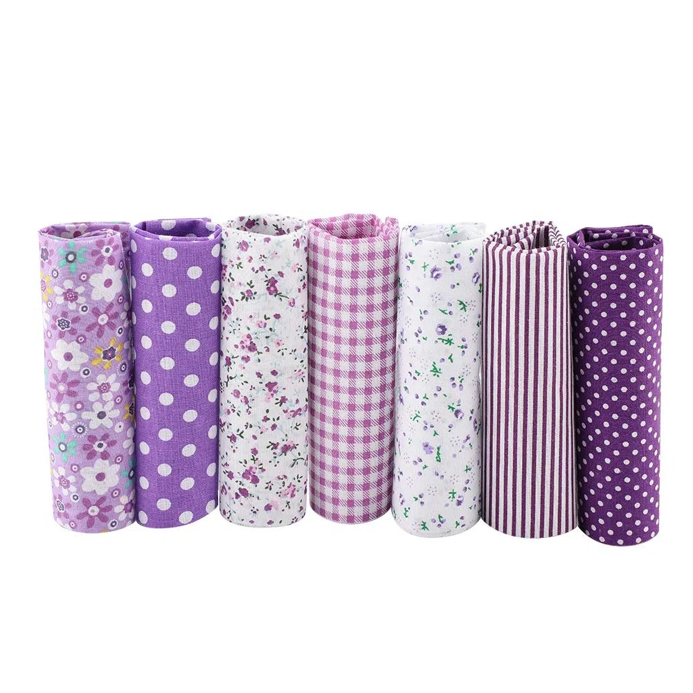 7 Stück 50 X 50 Cm Baumwollstoff Zum Selbermachen, Verschiedene Quadrate, Vorgeschnittenes Bettwäsche-Set, Viertelbündel (PURPLE)