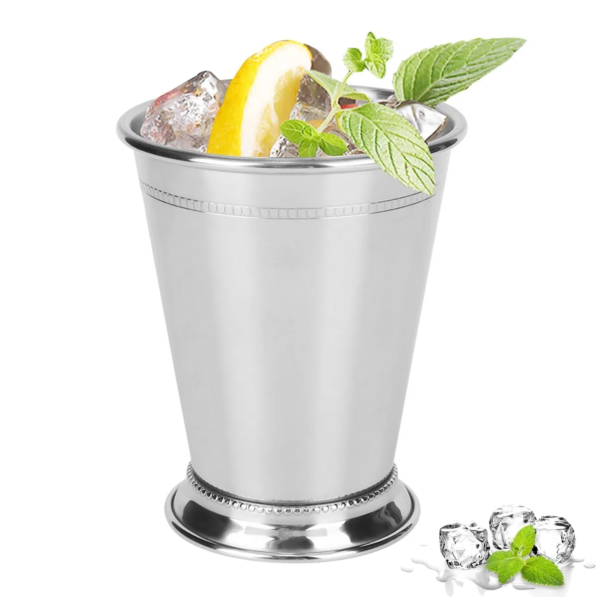 Agatige 400 ml Mint-Julep-Becher, 14 Unzen, silberne Cocktailgläser aus Edelstahl, Moscow Mule Cup, Mint-Julep-Gläser, Metallweingläser, Cocktailbecher, Mixgetränkeglas für Zuhause, Party, Bar