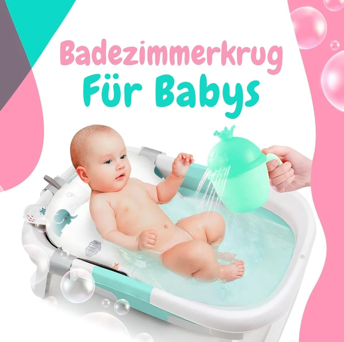 Baby Badewanneneinsatz – Baby Badewannenkissen für Badewanne - Babywanne Einsatz & Badewannensitz ab 0 Monate - Weiches Badekissen, rutschfest & schnelltrocknend (Weiß)