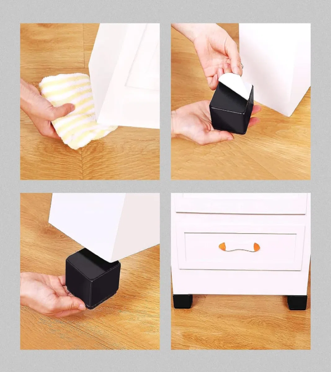 4 Stück Karbonstahl Möbelerhöhung 3 cm Hoch, Selbstklebende Möbelerhöhung, 60x32mm, Möbelfüße zum Kleben, Möbelerhöher für Sofa Couch Tisch Schrank Bett Schreibtisch Erhöhung (Schwarz/Quadrat)