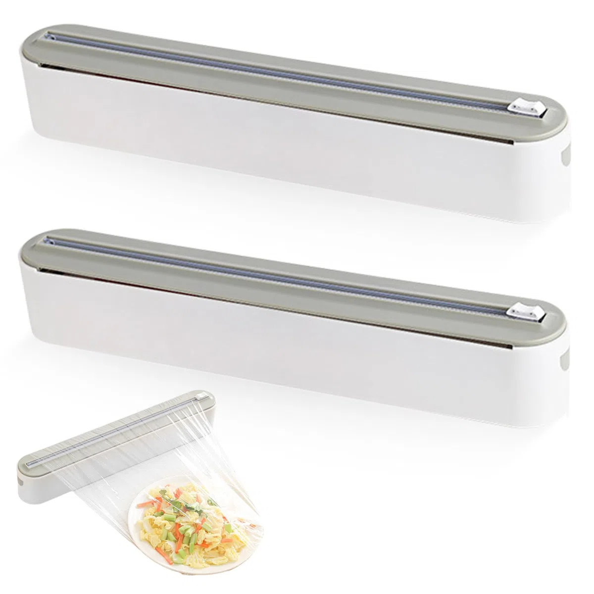 2 Stück Magnetischer Frischhaltefolienspender - Abs Folienabroller Mit Cutter & 2-in-1 Schneidemodus (Gerade/Gezackt) - Ideal Für Frischhaltefolie, Alufolie & Backpapier Bis 30cm