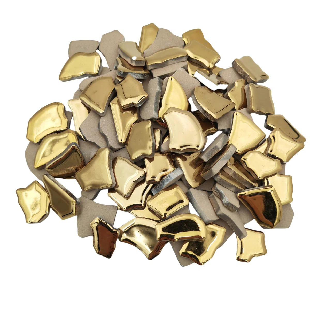 500 g unregelmäßige keramische Mosaikfliesen, 2-4 cm Mosaikteile Steine für die Herstellung von Mosaiken zum Selbermachen Handwerk Hobby Kunst Home Wanddekoration (Gold)