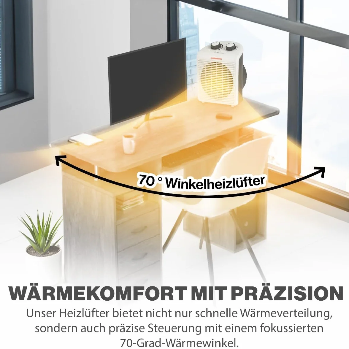 Clatronic Heizlüfter HL 3761, mobiler & kompakter Heizlüfter, 2 Heizstufen (1000/2000 W), Kaltstufe (Ventilator), stabiler Tragegriff, Grau-weiß, 263951