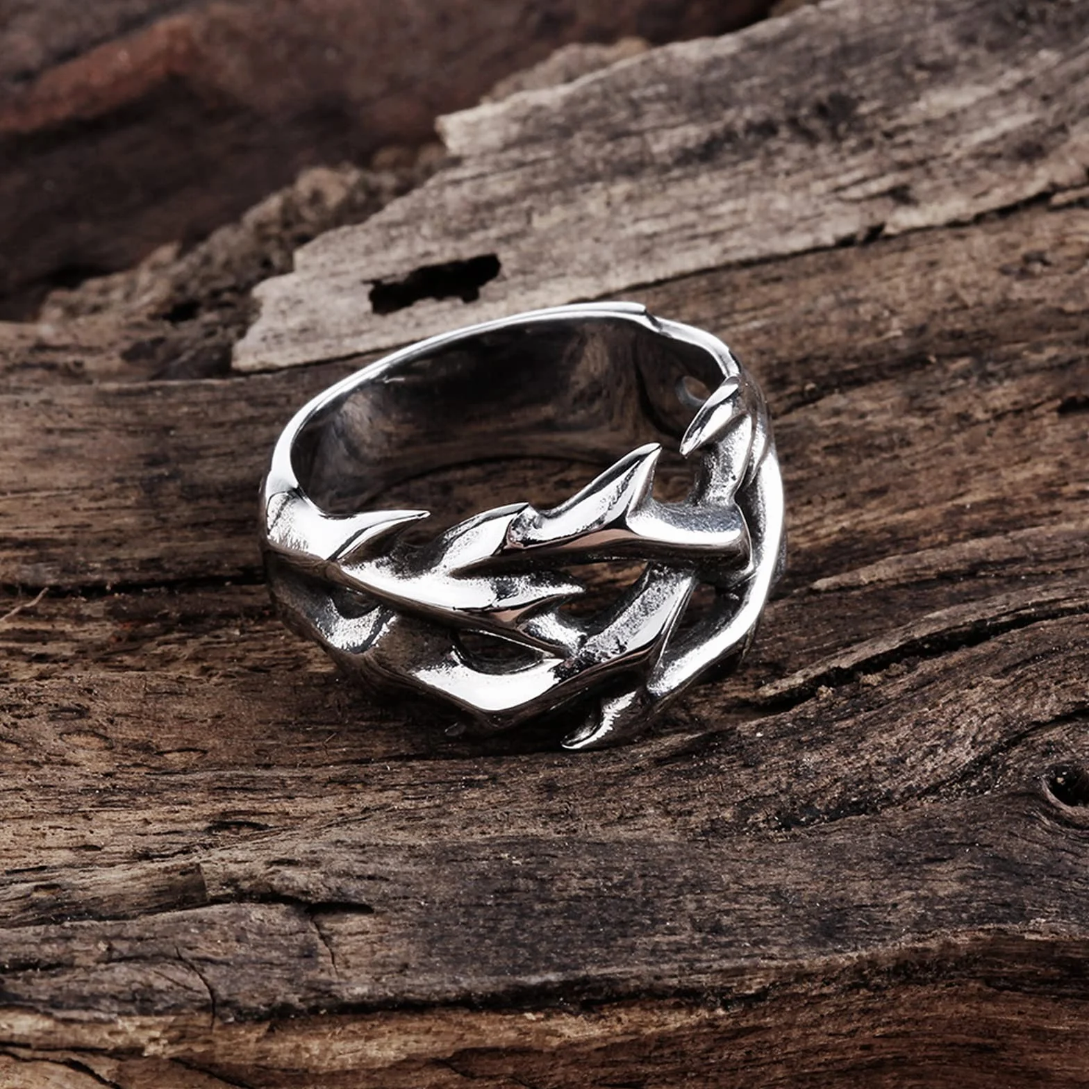 Vintage aushöhlen Design Edelstahl Dornen Herrenring Paar Ringe für Männer Frauen cooles nordisches Wikinger Schmuck Geschenk
