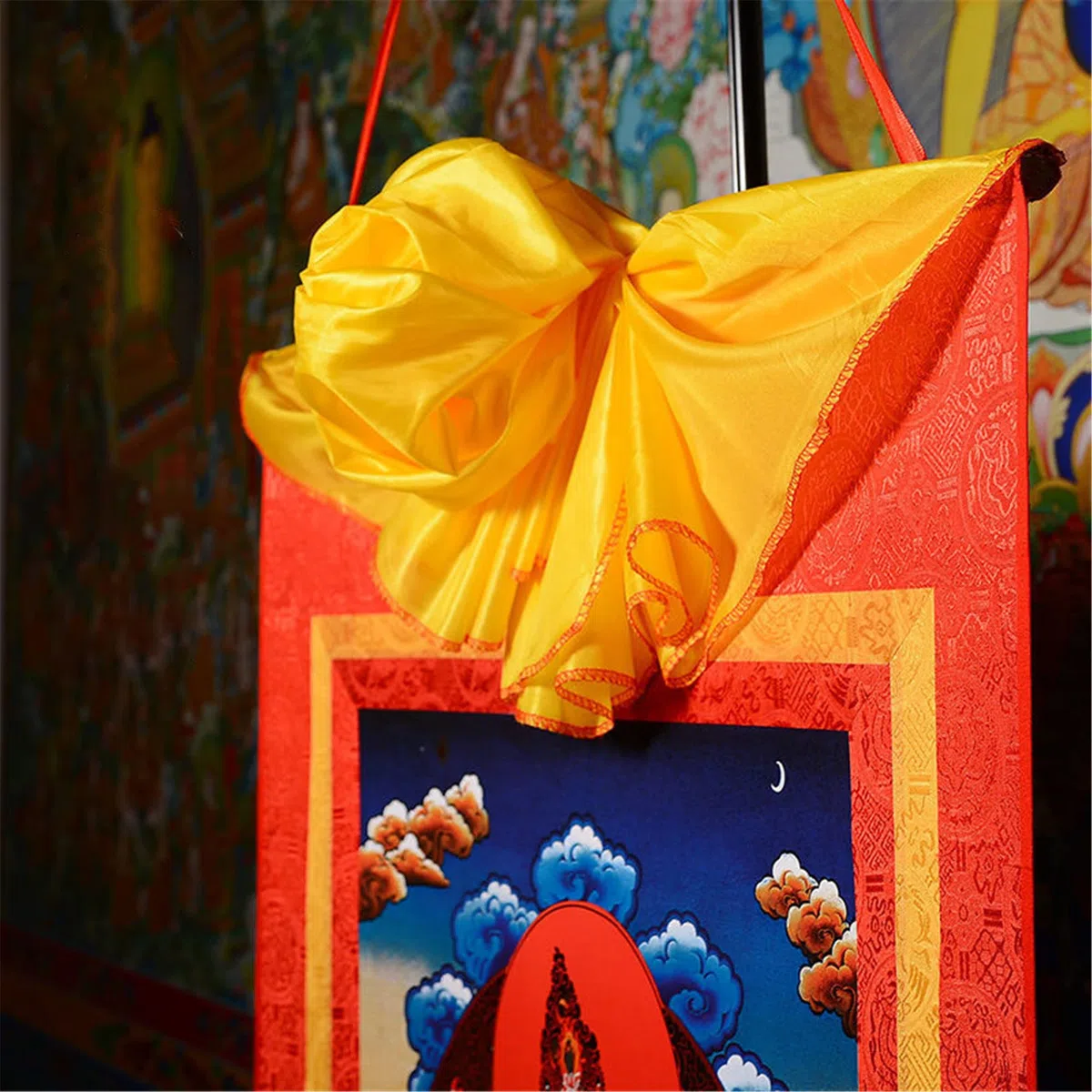 Gandhanra Thangka Tibetische Wandbehang,Shakyamuni Thangka,Heißgeprägter Buddha Wandteppich für Zen Wohnkultur, Meditation, Spirituelle Entspannung und Ruhe