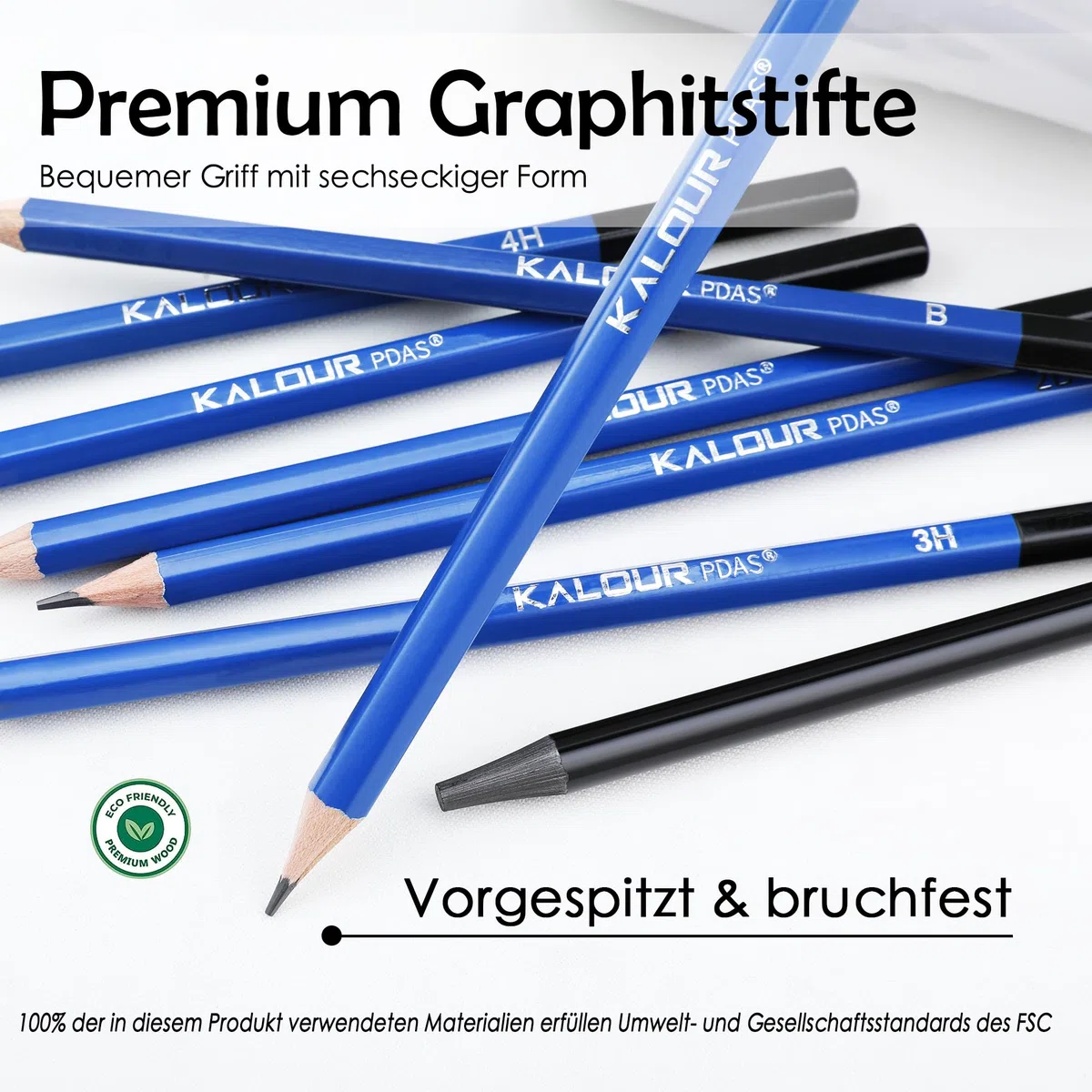KALOUR PDAS 36-teiliges Zeichenset, Skizzier-Set, Profi-Kunst-Skizzenzubehör, inklusive Tutorial, Graphit, Anthrazit, für Künstler, Erwachsene, Teenager, Anfänger,ideal zum Schattieren