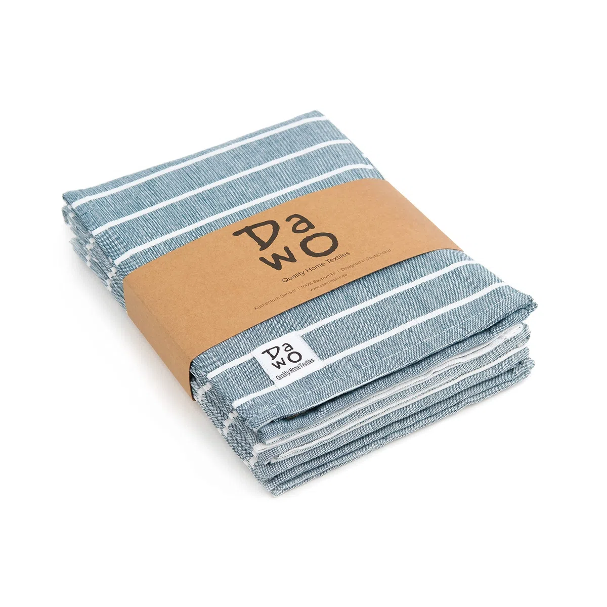 DaWo 5er-Set Geschirrtücher/Küchentücher aus 100% Baumwolle mit Aufhänger | Öko-Tex Standard | weitere Farben erhältlich | 50x70 cm | stark mit 200g/m2 (Petrol (Streifen positiv))