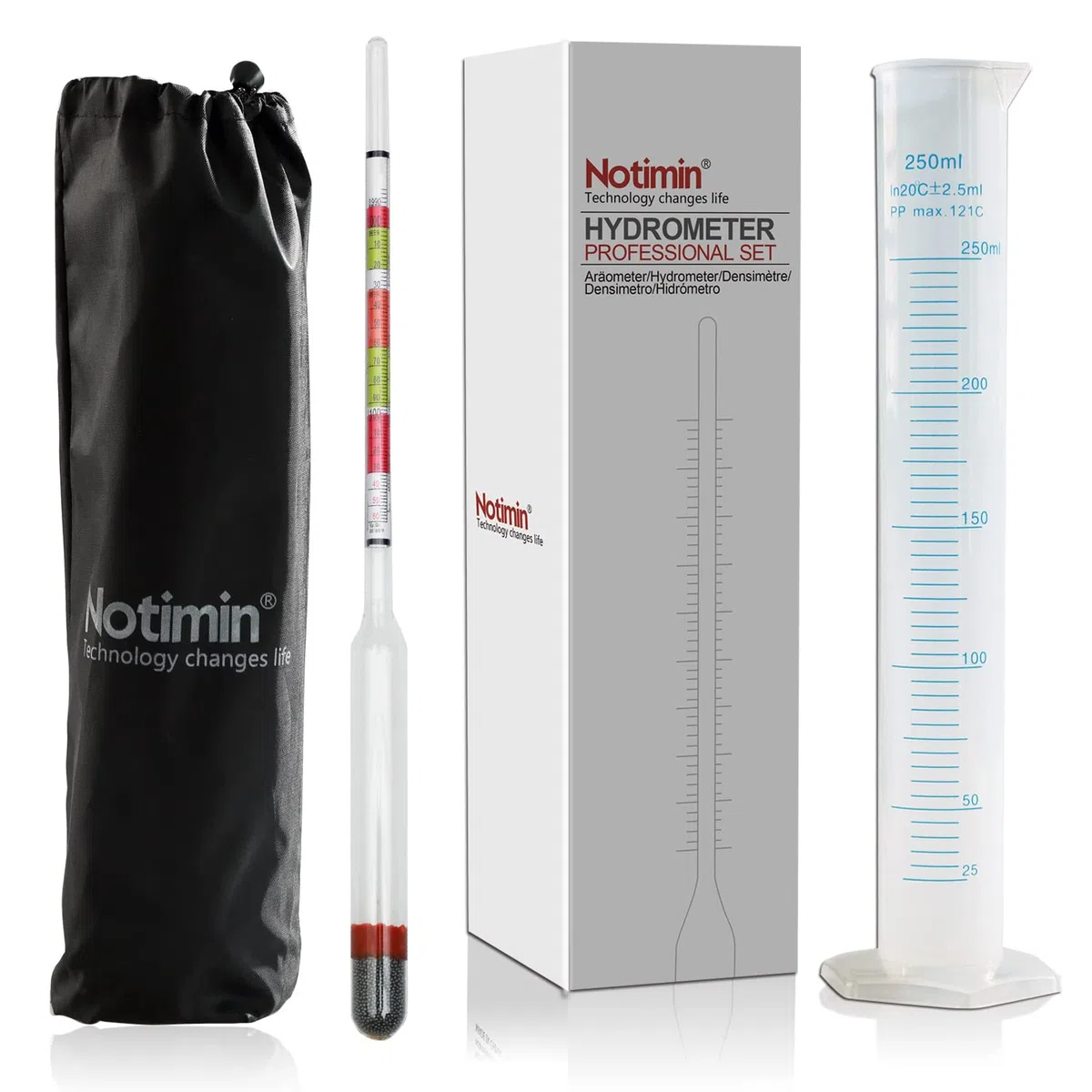 Zuckergehalt Messgerät Winzer Hydrometer für Hausbrauwein, Obstwein, Bier - Alkoholmeter zur Messerung von Dichte, Zuckergehalt, potentiellen Alkoholgehalt vor der Gärung(Enthält Messzylinder)