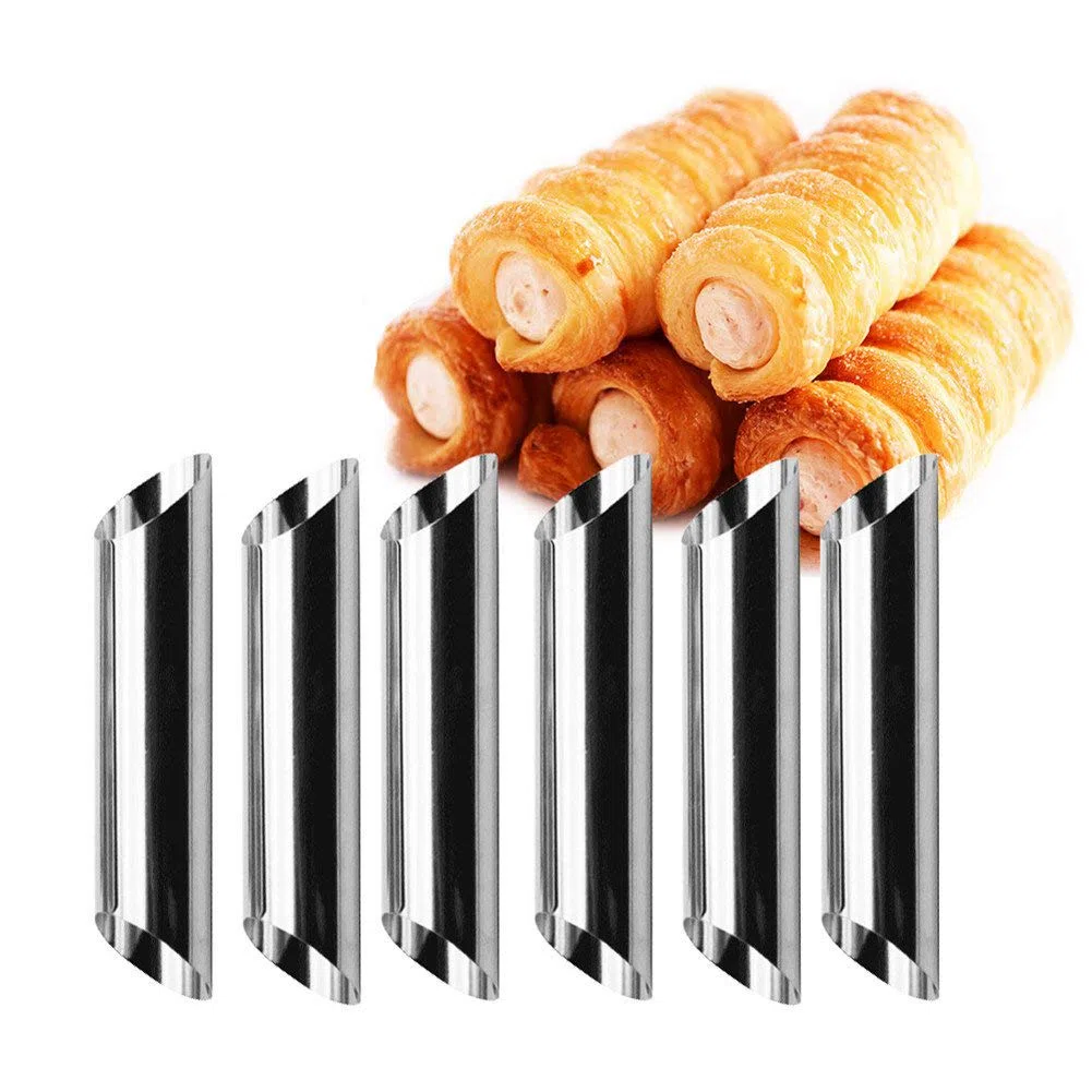 10 Stück Edelstahl Cannoli Form Röhren - Große Croissant Konische Spirale Sahnerollen Hörnchen Schillerlockenform - Auch für Croissant Shell Cream Roll - Kuchen Gebäck Backzubehör