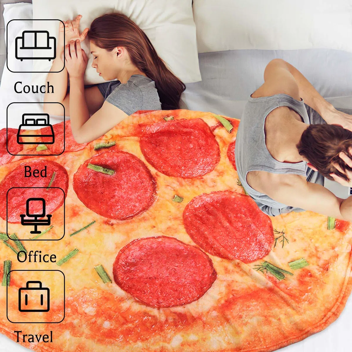 Pizza Decke Rund, Burrito Blanket, Decken für Sofa, Warme Tortilla Decke Baby für Alle Jahreszeiten, EIN Geschenk für Freunde und Kinder 160cm(63in)