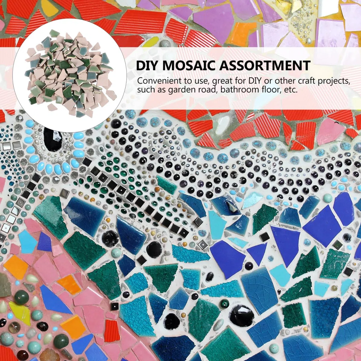 Lurrose 200G Bunte Keramik Mosaikfliesen Unregelmäßige DIY Mosaiksteine für Kreative Bastelprojekte Sicher und Langlebig für Garten Badezimmer und Heimdekoration