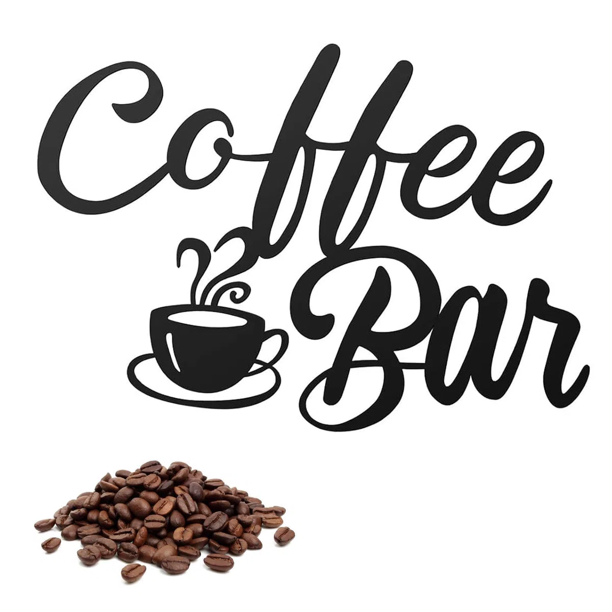 NIYATA Kaffeeschild aus schwarzem Metall, Wanddekoration, Café, Metall, für Dekoration der Küche für Haus, Café-Station, Haus, Schwarz