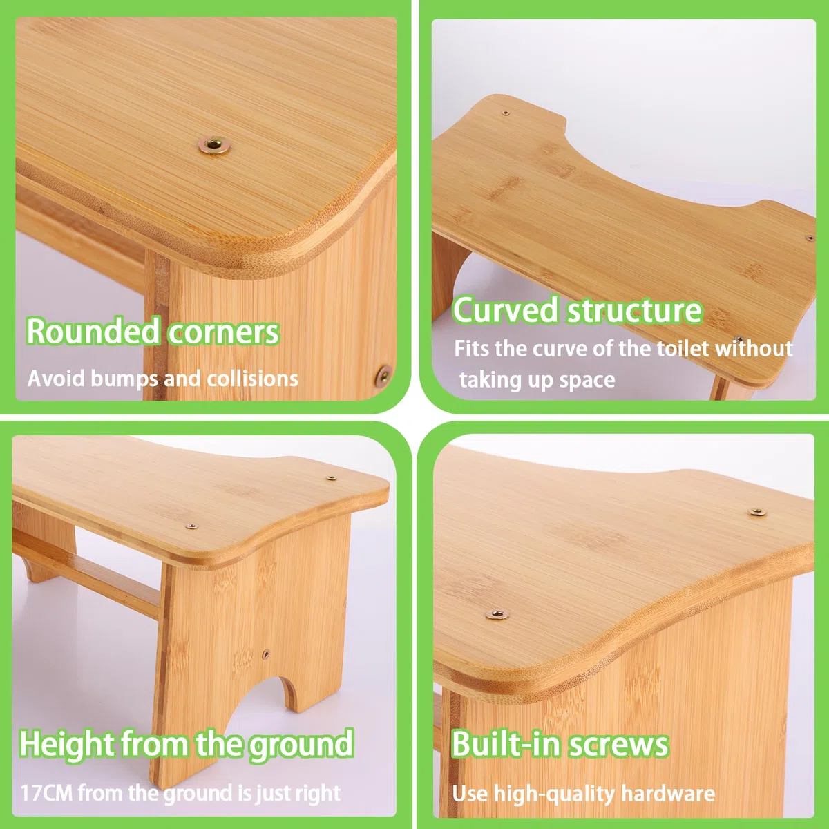 ASelected Toilettenhocker Kackhocker 30 x 19 x 17 cm Toilettenfußpedal aus Holz Squatty Potty Tragbarer Kurzer Hocker (Holzfarbe)