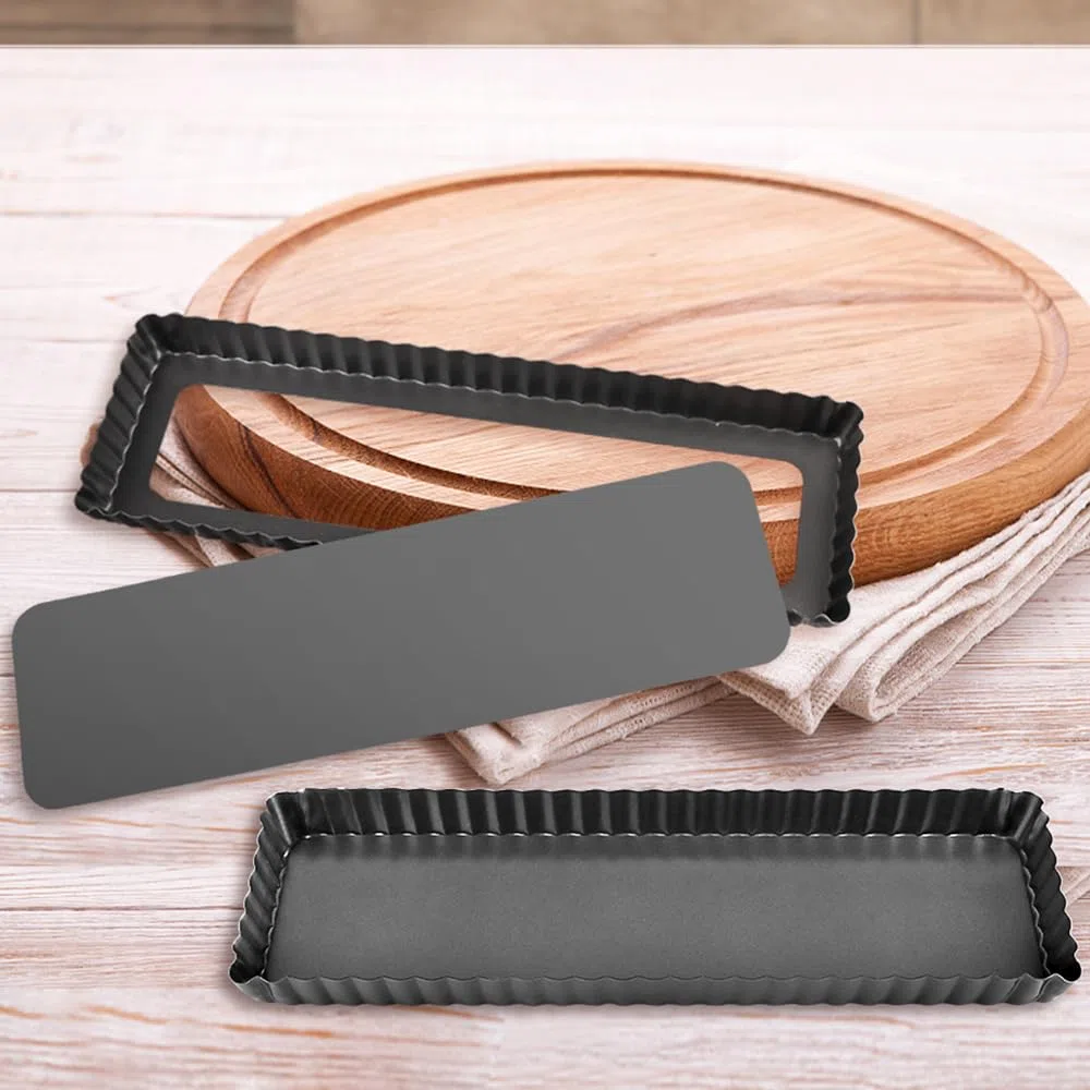 Tarteform mit Hebeboden rechteckig 2 Stück, Quicheform beschichtet, Non-stick Eckige Backform Pie Form, 35.6cm