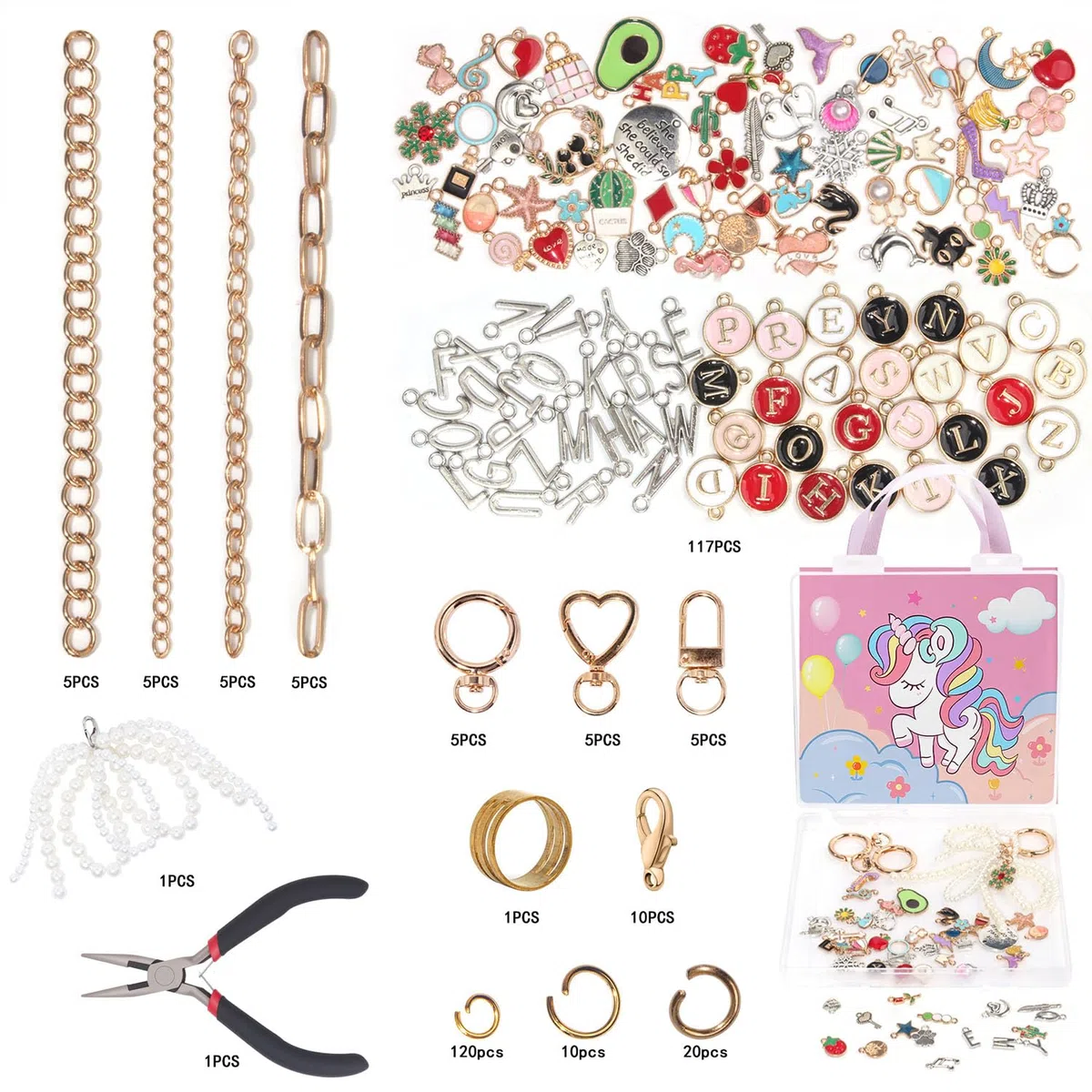 HOMIKLSA 316 Stück DIY Schlüsselanhänger Selber Machen, Schlüsselanhänger Bastelset, Schmuck Bastelzubehör, Klein Keychain Making Kit Metallringe zum Basteln, für Schmuck & Anhänger