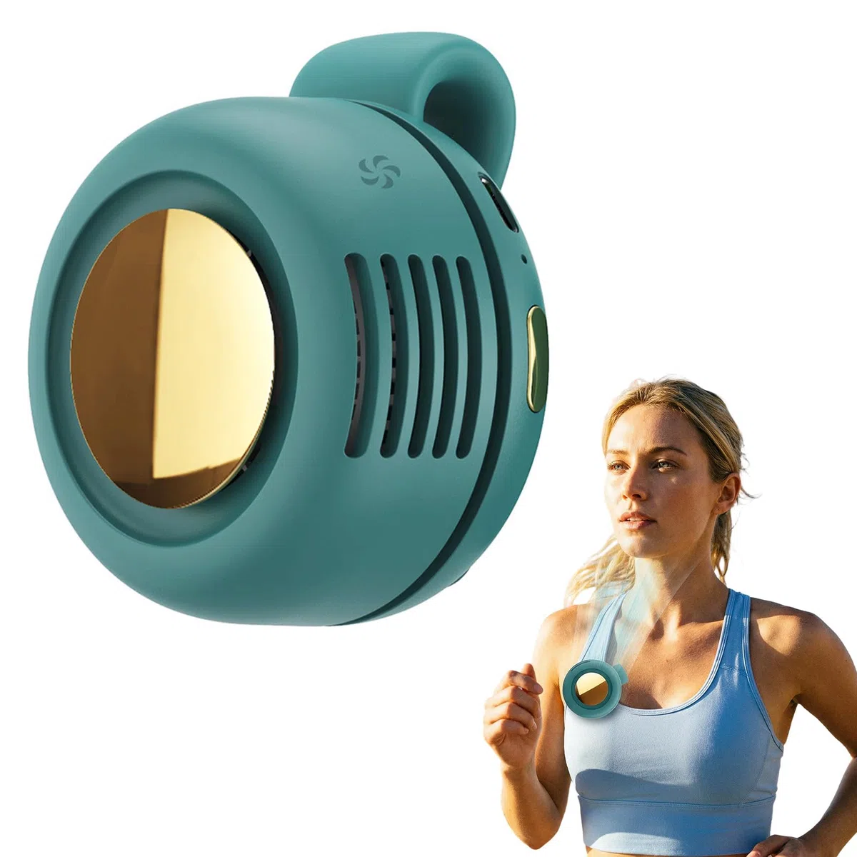 comepew Tragbarer Clip Ventilator, 2026 Neu Taillenclip-Ventilator, Portable Silent Mini Bladeless Fan Clip On, 3 Geschwindigkeiten Mini Tshirt Ventilator, Handventilator mit Clip für Outdoor (Grün)