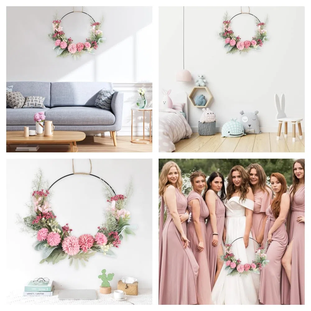 Türkranz Deko, 41cm Frühling, Ganzjährig Außen, Künstliche Orchideen, Fensterdeko Hängend, Türdeko Haustür, für Hochzeit Wohnzimmer