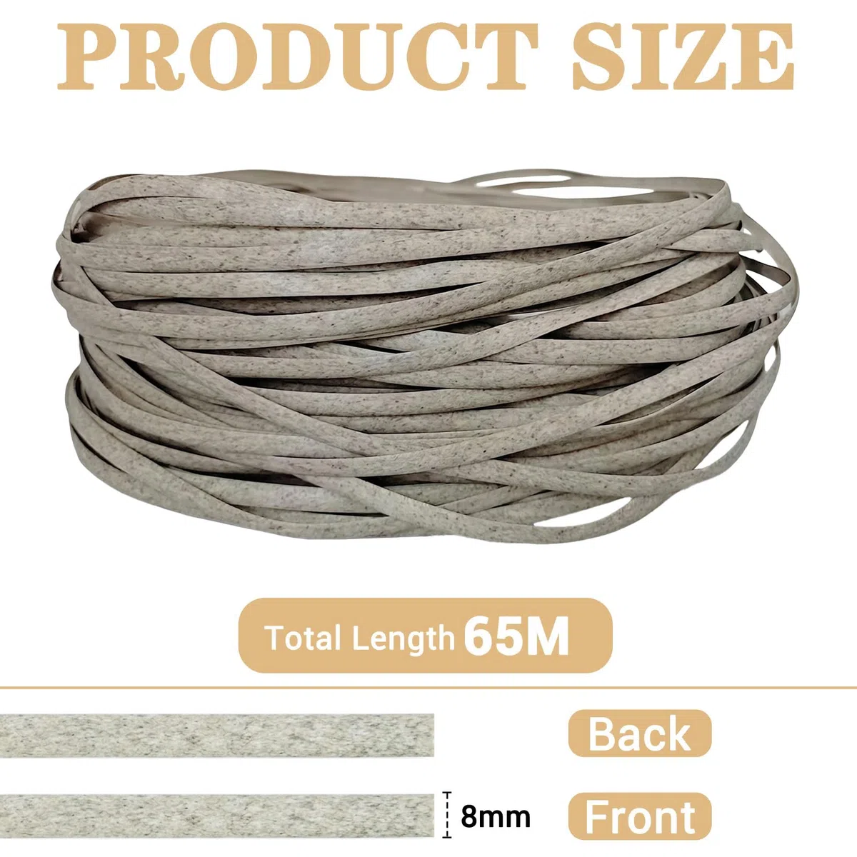 65m Kunststoff Gewebtes Rattan, Flach Gewebtes PE-Rattan,Grau Meliert | Synthetische Rattan Reparaturmaterial für Outdoor Rattan Möbel Reparatur,Rattan-Stuhl, Tischkorb