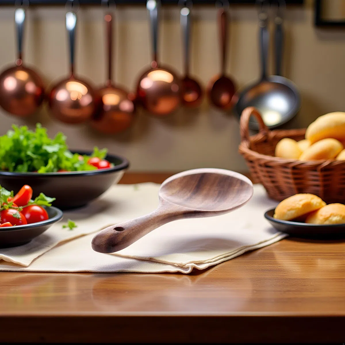 Reislöffel aus natürlichem Holz, antihaftbeschichtet, Reisschaufel, Reis-Servierlöffel, Reisspatel für Reis, Kartoffeln, Salate, 17,8 cm, Servierutensilien für Küche und Esszimmer, Servierlöffel,