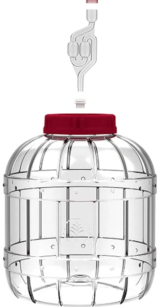lilawelt24 2 x Gärbehälter aus Kunstoff Gärbehälter mit Gäraufsatz, für Wein, Bier, Maische Weck, Weinballon Gärballon 5L Flasche