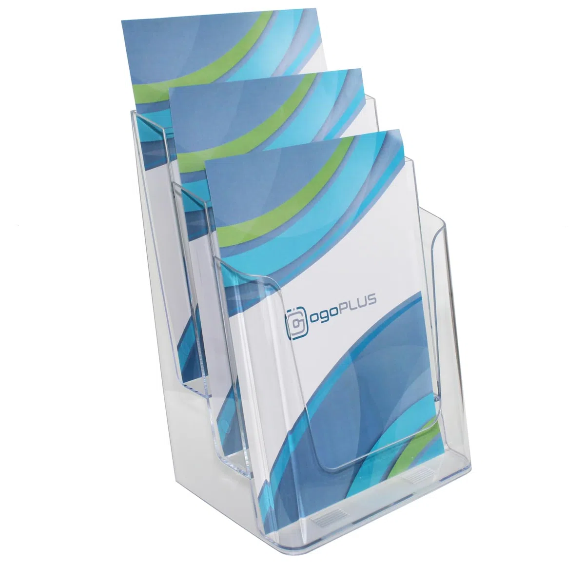 Din A4 Prospekthalter Hochformat, 3 Etagen / Mehrfach Prospektständer, Flyer-Ständer, Flyerhalter, Werbung, Aufsteller, Tisch-Prospektständer, Wandmontage, Prospektbox