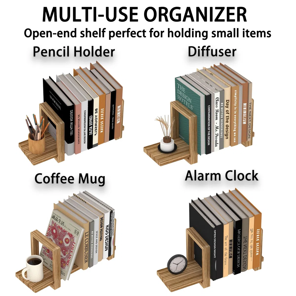 Verstellbares Desktop-Bücherregal Tischregale, Holz Regal ständer Aufbewahrungsorganisator, Erweiterbar Display Regal Rack,Schreibtischregal für Home Office Schule (Schwarz)