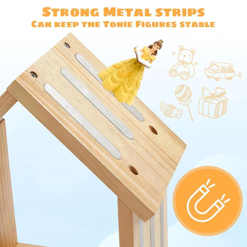 Tonie Regal aus Holz zum Hinstellen oder Aufhängen, Hausform Magnetische Tonie Aufbewahrung Regal für 20–25 Figuren, Toniebox Zubehör, für Mädchen und Jungen