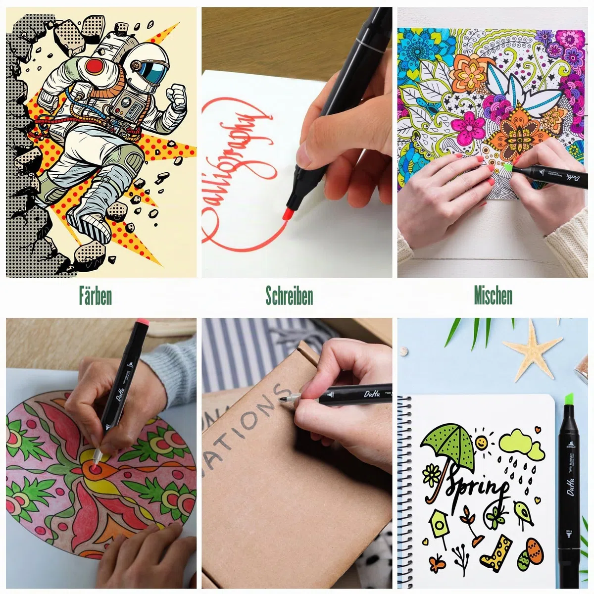 Kebuye Alkohol Marker Set, Alcohol Twin Marker 100 Farben, Meißel & Feine Verdoppelt Spitzt Alkohol Permanenter Marker Stifte für Manga, Design, Malerei, Zeichnung