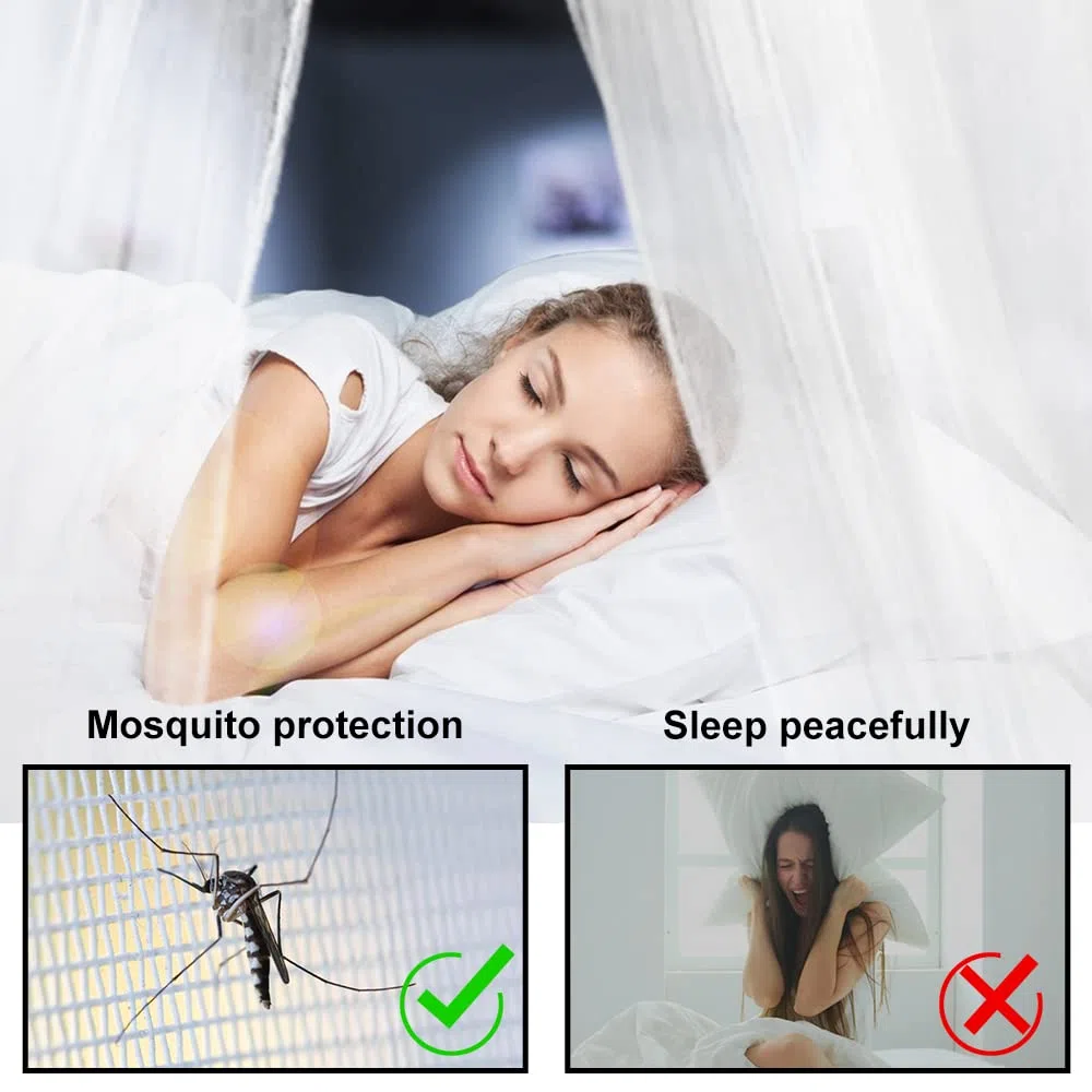 Moskitonetz Einzelbett, Quadratische Moskitonetze mit 6 Aufhängepunkten Klebehaken, Großes Mückennetz für Bett, Mückennetz Bett für Einzelbett, Insektenschutz für Reise und Zuhause100x200x200cm