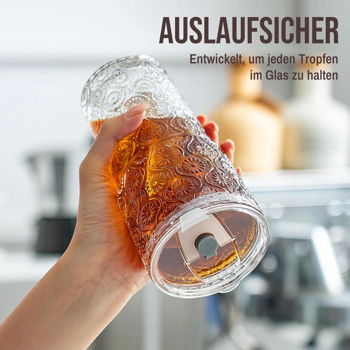 SoulTimes 600 ml Glasbecher mit Deckel und Strohhalm, 2 Stück – Eiskaffee-Gläser To Go, Trinkbecher für Smoothie, Matcha, Saft & Wasser, auslaufsicher, perfekt für Alltag und unterwegs