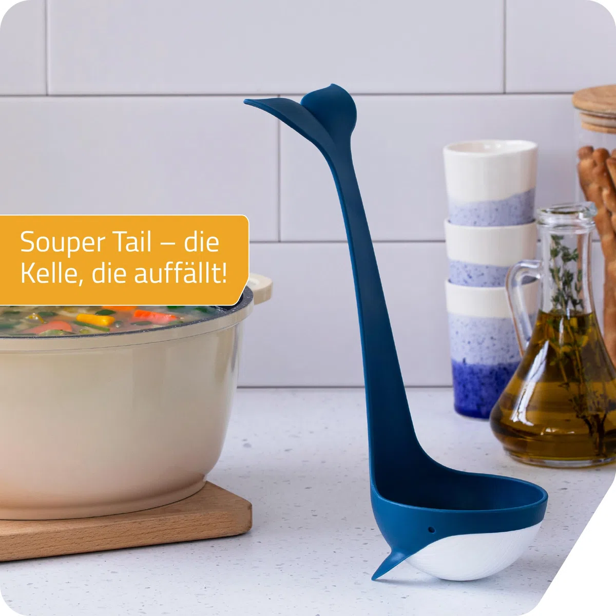 PELEG DESIGN Souper Schöpfkelle – Lustige Suppenkelle in Wal-Form – Zum Kochen & Servieren von Suppen, Eintöpfen & Bowle – Originelles Küchen-Gadget