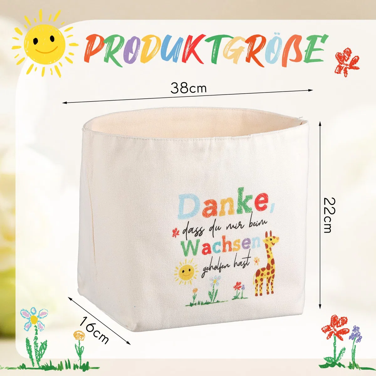 Sinmoe Abschiedsgeschenk Lehrerin Brotkorb Stoff Danke, dass du mir beim Wachsen geholfen hast Geschenkkorb Leer Dankeschön Geschenk Verpackung für Erzieherin Kindergarten Lehrer Grundschule(Giraffe)