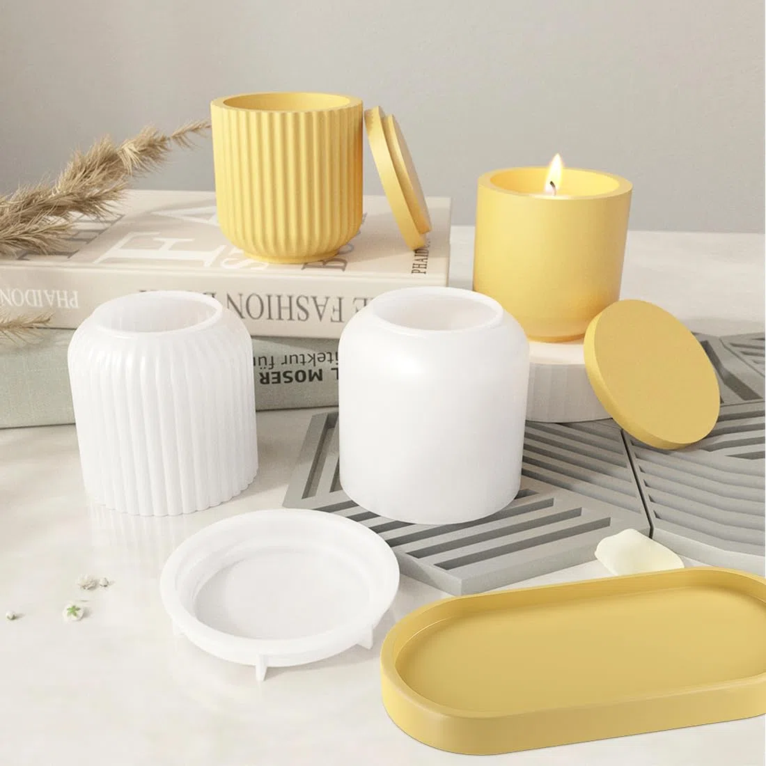 5 Stück Silikonform Vase, 4+1 Paletten, Silikon Gießformen mit Deckel, DIY Vase Resin Formen, Silikonblumentopf zur Vasenherstellung
